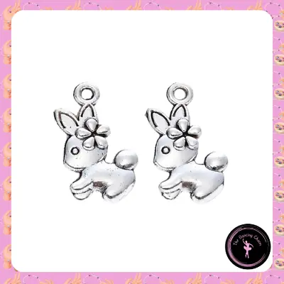 Pack 10 Tibetan Cute Bunny Charms Antique Silver Craft Jewellery Making • £2.95