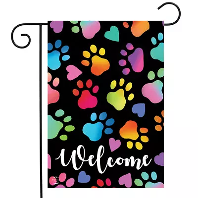 Rainbow Pawprints Welcome Garden Flag Dogs Cats Pet 12.5  X 18  Briarwood Lane • $9.86