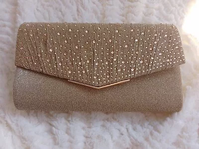 £4.50 • Buy Ladies Gold Coloured Clutch Bag