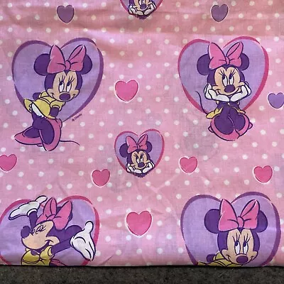 1 Yard Minnie Mouse Disney Heart Cotton Fabric; Pink Hearts • $9.99