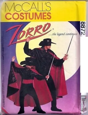 McCalls 8872 Halloween Costume Pattern Zorro Mens Size  38 40 OOP • $8