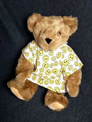 Vermont Teddy Bear Light Brown Articulation W Smiley Face Shirt • $13.90