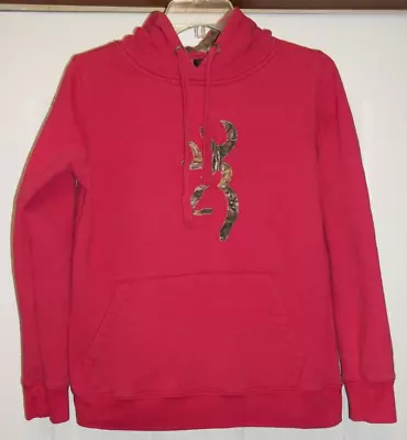 Browning Women's Hot Pink Size MEDIUM  Hoodie Sweat Shirt Mossy Oak Camo • $7.95