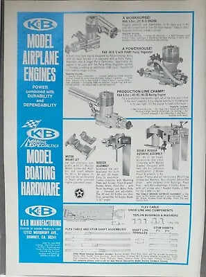 1980 K&B Model Airplane Engines Vintage Print Ad Wall Art Decor Boating Hardware • $17.99