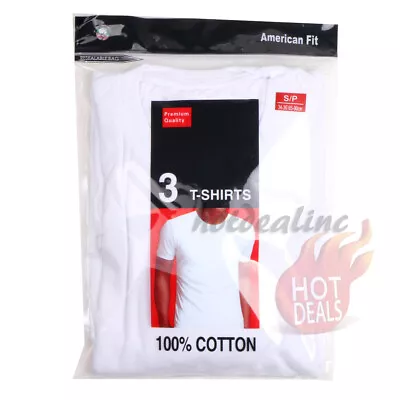 $11.99 • Buy 3 Pack White Men's 100% Cotton Tagless Crew V-Neck T-Shirt Undershirt Tee