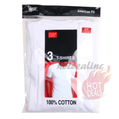 $11.99 • Buy 3 Pack White Men's 100% Cotton Tagless Crew V-Neck T-Shirt Undershirt Tee