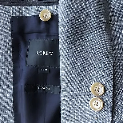 J CREW LUDLOW Gray Sport Coat Suit Blazer 38R  Italian Cotton Linen • $69.06