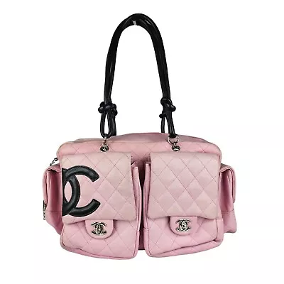 Vintage Chanel Cambon Reporter Pink Leather Quilted Handbag • £999