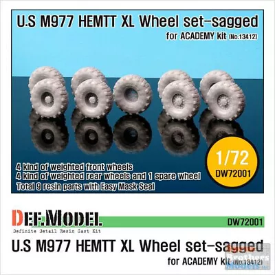 DEFDW72001 1:72 DEF Model US M977 HEMTT XL Sagged Wheel Set (ACA Kit) #DW72001 • $18.19