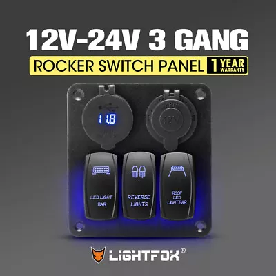 3 Gang Rocker Switch Panel ON-OFF Toggle Voltmeter USB Car Boat Marine 12V 24V • $34.95