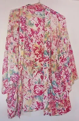  Cotton On  Size L Colourful Floral Kimono Style Jacket 100% Rayon • $12