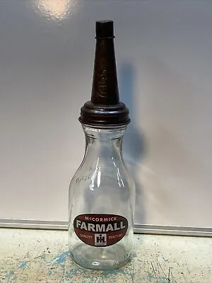 Farmall IH Tractor Motor Oil Bottle Spout Cap Glass  Vintage Style Gas Station • $19.99