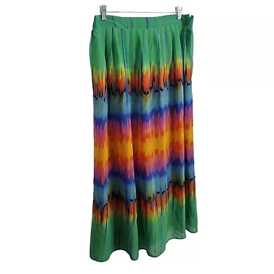 Dimri Size 1X Skirt Maxi Flowy Chiffon Lined Boho Festival Fair Artisan Vibrant • $32.95