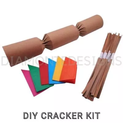 Natural Kraft Christmas CRACKER KIT Make Your Own Kits Boards Snaps & Hats UK • £58.95