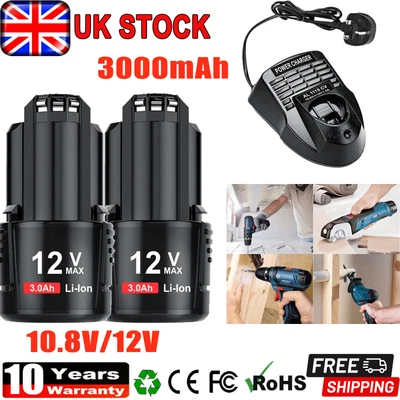 £56.99 • Buy 2X 3.0Ah 10.8V/12V Li-Ion Battery Replace For Bosch BAT411 BAT412 BAT414 GDR GSR