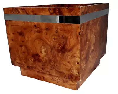 Mid Century Modern Burl  Wood Cube Box  Milo Baughman Style Era 1960s • $500