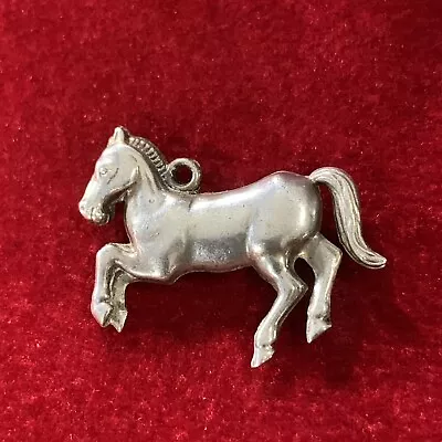 Vintage 835 Silver Puffy 3-D Bracelet Charm Pendant Prancing Horse • $8