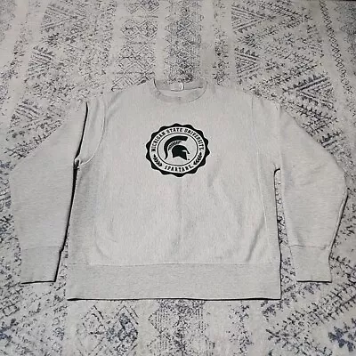 Vtg Champion Reverse Weave Michigan State University Crewneck Sweatshirt MSU Med • $31.96