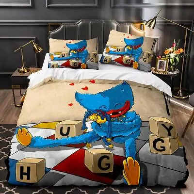 Huggy Wuggy Bedding Set 3Pcs Gift Quilt Duvet Cover Single Double King Size UK • £54