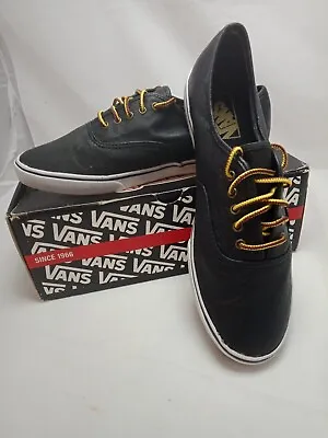 VANs UNISEX Authentic Lo Pro Black Leather Shoes US M8.5 /w9.5 • $30