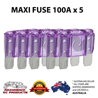 5 X MAXI BLADE FUSE 100 Amp Highest Quality Fast Postage Premium Product 100A • $11.95