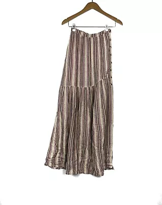 Tigerlily NWT Size AU 6 Striped High Waist Button Closure Cotton Maxi Skirt • $59.95