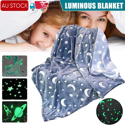 Fleece Blanket Glow In The Dark Large Sofa Throw Soft Warm Faux Fur Mink Kids • $12.05