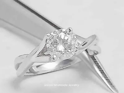 £81.98 • Buy 1.10ct Genuine  Mined Diamond Solitaire Engagement Ring In Solid 14K White Gold