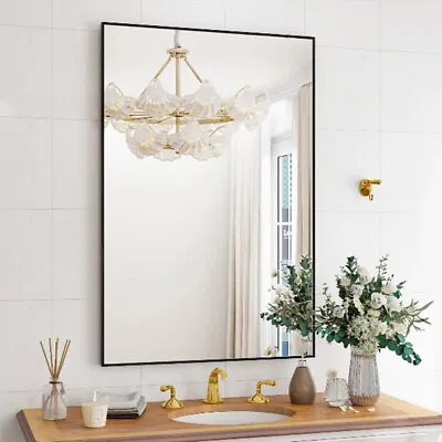 Large Bathroom Vanity Make-up Mirror Rectangle Metal Framed Wall Mounted Mirrors • £18.95