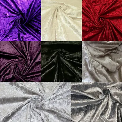 Premium Crush Velvet Fabric Upholstery Craft Curtain Stretch Velour Material. • £1.65