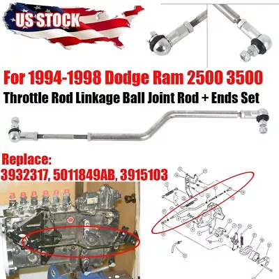 P7100 Throttle Rod Linkage Assembly For Dodge Ram 12 Valve 1994-1998 5011849AB • $49.39