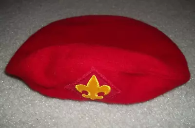 Vintage BOY SCOUTS OF AMERICA Red 100% Pure Wool Beret Hat Collectible Medium • $32.99