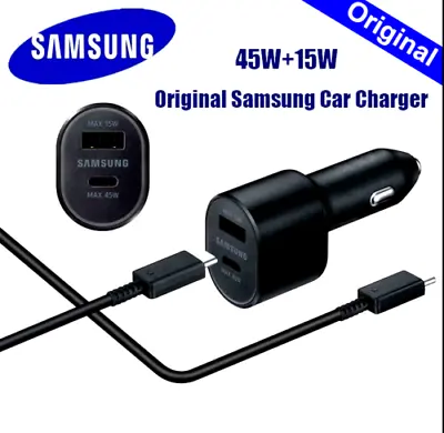 Original New Samsung 45W 2 Ports Super Fast Charging Dual Car Charger With Cable • $14.99