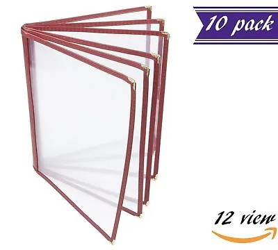 (10 Pack) 6 Page Book Fold Menu Covers Maroon 12 View 8.5 X 11-inches Insert • $128.88