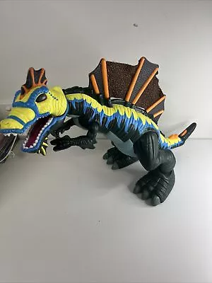 2005 Mattel MEGA T-Rex Dinosaur Spinosaurus Fisher Price Roaring Blue Yellow • $45