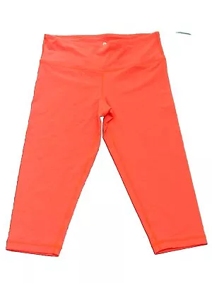 New Women’s 90 Degree Yoga Leggings Capri Orange Size S Media Pocket • $14.99