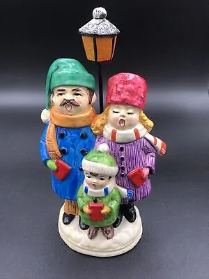 Vintage JAPAN Paper Mache Christmas Carolers Family Street Lamp Post 1970’s • $18