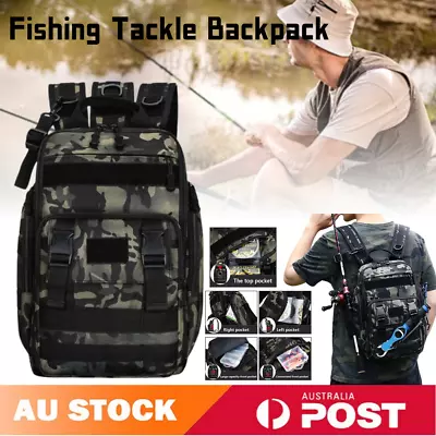 Fishing Tackle Backpack Storage Bag Shoulder Fishing Gear Bags Outdoor Backpack • $35.99