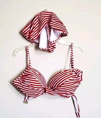 Nicole Miller Red Stripe Pin-up Retro Bikini Sz. Medium • $7.65