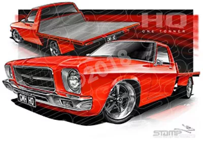 Holden HC958 HQ ONE TONNER RED A3 FRAMED PRINT (HC958) • $99