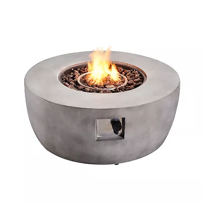 Large 36 Inch Gas Fire Pit Round Propane Firepit Concrete Effect • $617.95