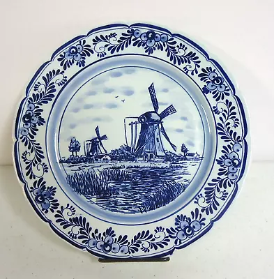 Vintage Hand Painted Delfts Blue Plate Windmill Scene -9” • $7.99