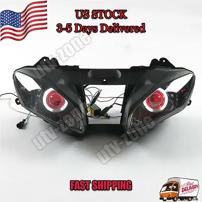 IF Front Headlight HALO Red Angel Eye Fit For Yamaha 2008-2016 YZF R6 B014 • $269