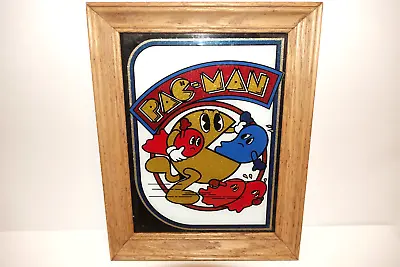 Pac Man Ghost Vintage STAMFORD ART Carnival Glass Style Framed Mirror Man Cave • $54.49