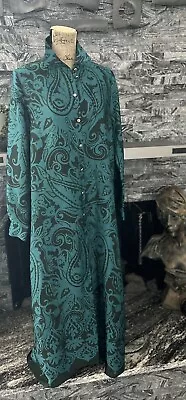 Zara Women TEAL Leaves Print Button Up Maxi Shirt Dress Sz M No Belt • $25