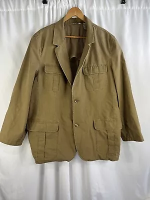 LL Bean Travel Field Jacket Mens 50-REG O JBD9 Coat Khaki Safari Vent Cotton • $49.99