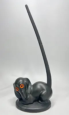 1930's Art Deco Black Ceramic Wood Dachshund Dackel Dog Ring Holder Glass Eyes • $137.31