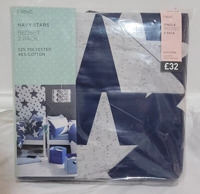 £23 • Buy NEXT Navy Stars 2 Pack Single Duvet Cover Bed Sets BNIP RRP £32