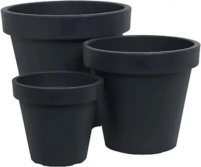 Large Garden Planter Round Flower Pot Plastic Plant Pot Indoor Outdoor Container • £9.19