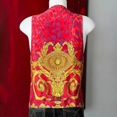 GIANNI VERSACE Wool Vest Wild Gold Pattern Size IT 50 From F/W 1992/93 • $1497.49